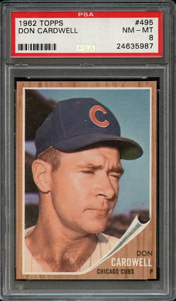 1962 TOPPS 495 DON CARDWELL PSA NM-MT 8