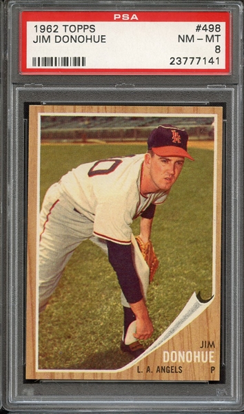 1962 TOPPS 498 JIM DONOHUE PSA NM-MT 8