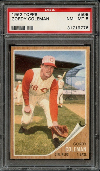 1962 TOPPS 508 GORDY COLEMAN PSA NM-MT 8