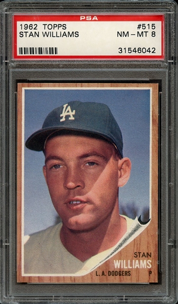 1962 TOPPS 515 STAN WILLIAMS PSA NM-MT 8