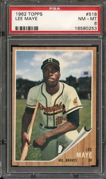 1962 TOPPS 518 LEE MAYE PSA NM-MT 8