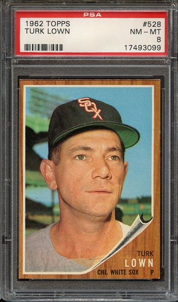 1962 TOPPS 528 TURK LOWN PSA NM-MT 8