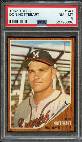 1962 TOPPS 541 DON NOTTEBART PSA NM-MT 8