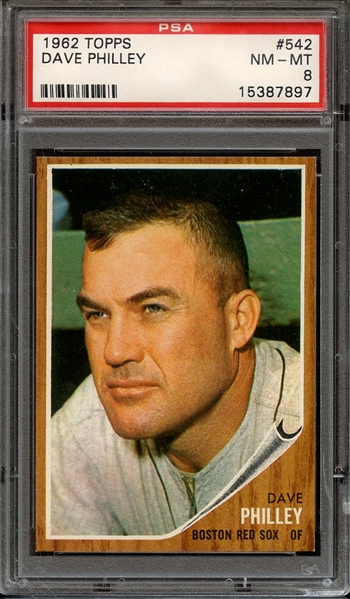 1962 TOPPS 542 DAVE PHILLEY PSA NM-MT 8