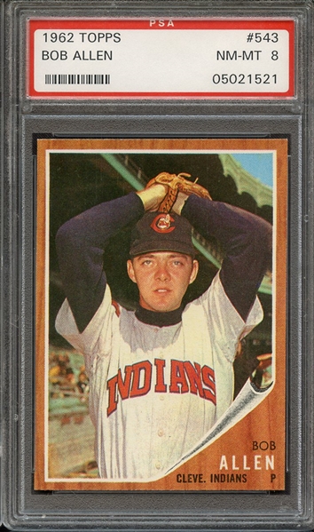 1962 TOPPS 543 BOB ALLEN PSA NM-MT 8