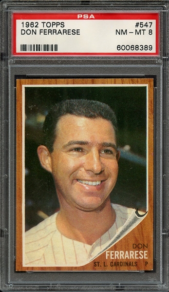 1962 TOPPS 547 DON FERRARESE PSA NM-MT 8