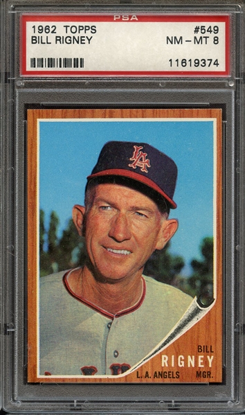 1962 TOPPS 549 BILL RIGNEY PSA NM-MT 8