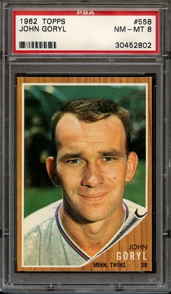 1962 TOPPS 558 JOHN GORYL PSA NM-MT 8