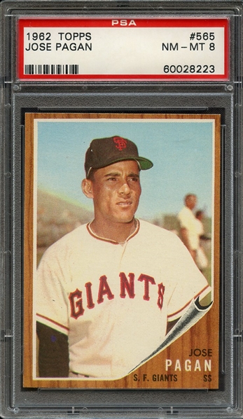 1962 TOPPS 565 JOSE PAGAN PSA NM-MT 8