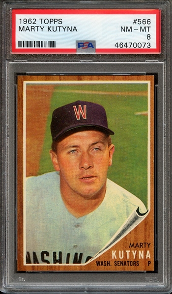 1962 TOPPS 566 MARTY KUTYNA PSA NM-MT 8