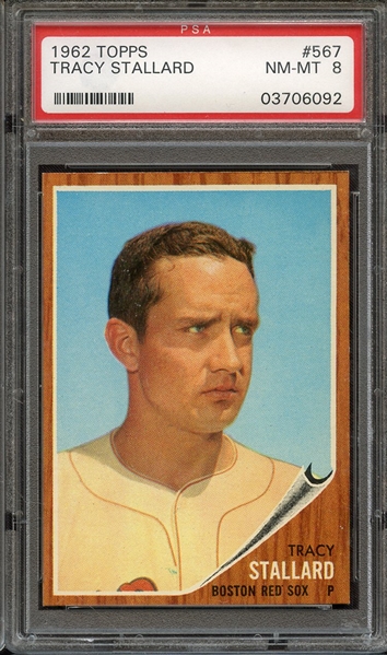 1962 TOPPS 567 TRACY STALLARD PSA NM-MT 8