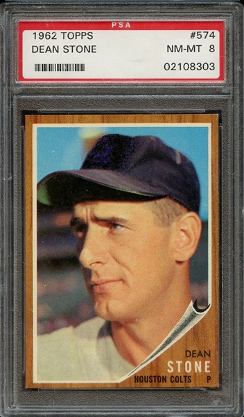1962 TOPPS 574 DEAN STONE PSA NM-MT 8