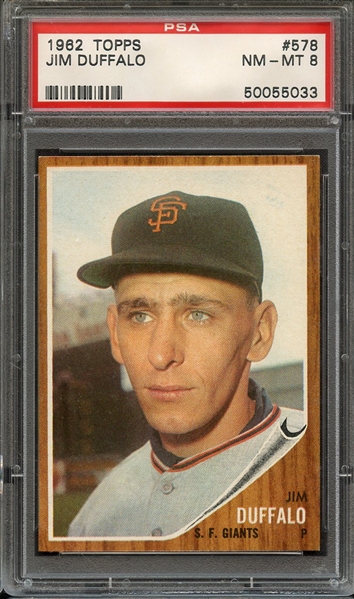 1962 TOPPS 578 JIM DUFFALO PSA NM-MT 8