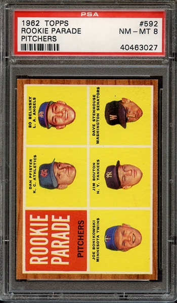 1962 TOPPS 592 ROOKIE PARADE PITCHERS PSA NM-MT 8