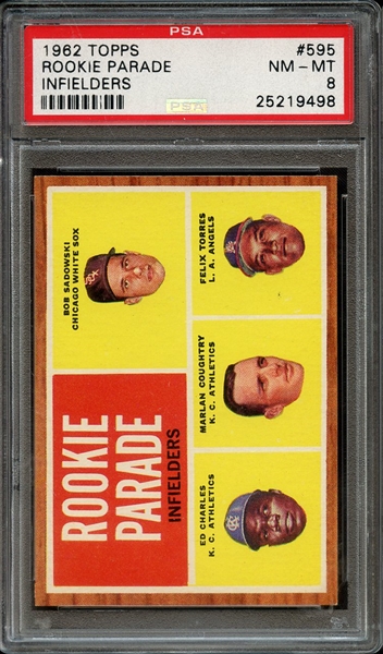 1962 TOPPS 595 ROOKIE PARADE INFIELDERS PSA NM-MT 8