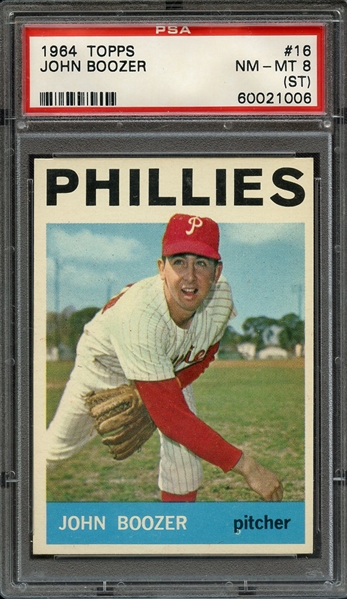 1964 TOPPS 16 JOHN BOOZER PSA NM-MT 8 (ST)