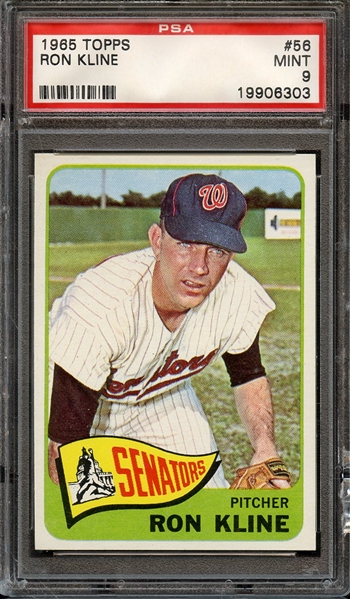 1965 TOPPS 56 RON KLINE PSA MINT 9