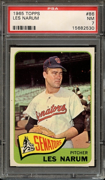 1965 TOPPS 86 LES NARUM PSA NM 7