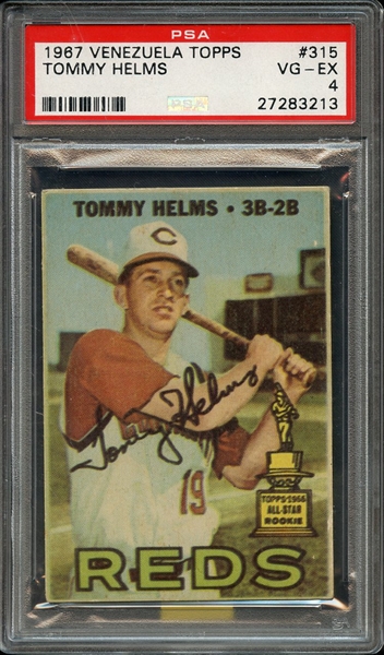 1967 VENEZUELA TOPPS 315 TOMMY HELMS PSA VG-EX 4