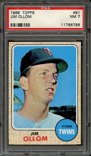 1968 TOPPS 91 JIM OLLOM PSA NM 7