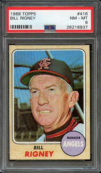 1968 TOPPS 416 BILL RIGNEY PSA NM-MT 8