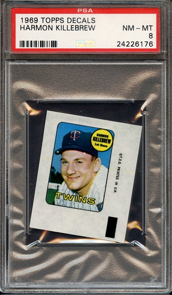1969 TOPPS DECALS HARMON KILLEBREW PSA NM-MT 8