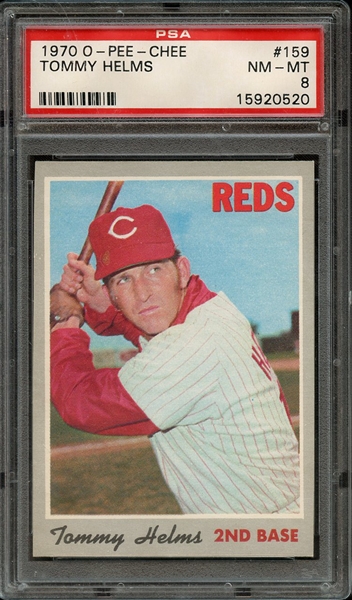 1970 O-PEE-CHEE 159 TOMMY HELMS PSA NM-MT 8