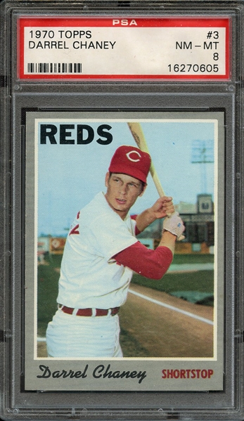 1970 TOPPS 3 DARREL CHANEY PSA NM-MT 8