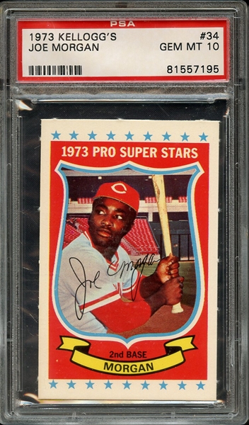 1973 KELLOGG'S 34 JOE MORGAN PSA GEM MT 10