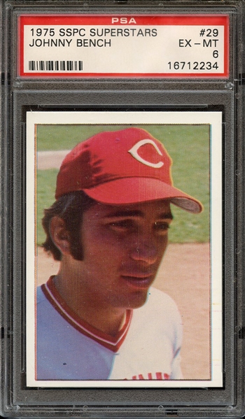 1975 SSPC SUPERSTARS 29 JOHNNY BENCH PSA EX-MT 6