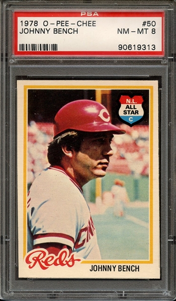 1978 O-PEE-CHEE 50 JOHNNY BENCH PSA NM-MT 8