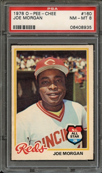 1978 O-PEE-CHEE 160 JOE MORGAN PSA NM-MT 8