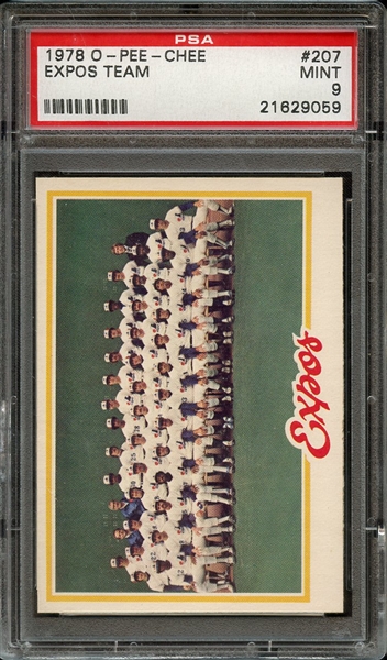 1978 O-PEE-CHEE 207 EXPOS TEAM PSA MINT 9