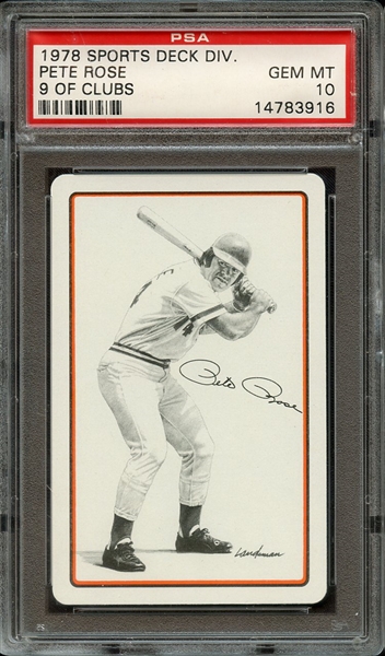 1978 SPORTS DECK DIVISION PETE ROSE PETE ROSE 9 OF CLUBS PSA GEM MT 10