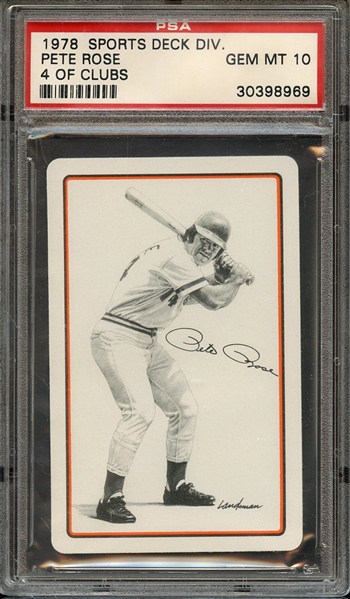 1978 SPORTS DECK DIVISION PETE ROSE PETE ROSE 4 OF CLUBS PSA GEM MT 10