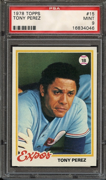1978 TOPPS 15 TONY PEREZ PSA MINT 9