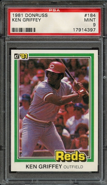 1981 DONRUSS 184 KEN GRIFFEY PSA MINT 9