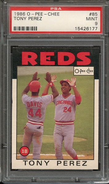 1986 O-PEE-CHEE 85 TONY PEREZ PSA MINT 9