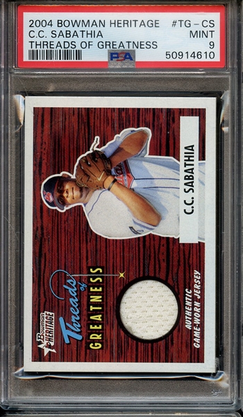 2004 BOWMAN HERITAGE THREADS OF GREATNESS TG-CS C.C. SABATHIA THREADS OF GREATNESS PSA MINT 9