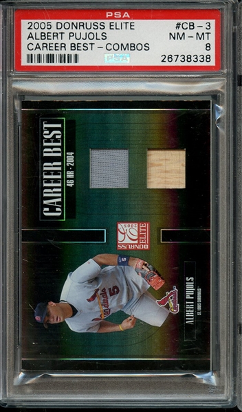 2005 DONRUSS ELITE CAREER BEST CB-3 ALBERT PUJOLS CAREER BEST-COMBOS PSA NM-MT 8