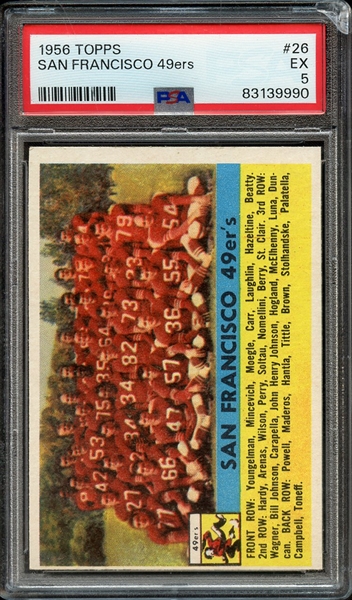 1956 TOPPS 26 SAN FRANCISCO 49ers PSA EX 5