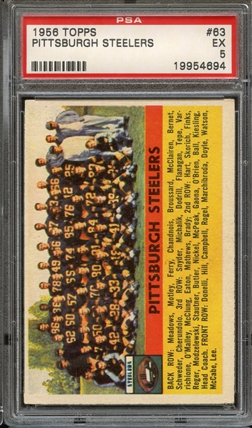 1956 TOPPS 63 PITTSBURGH STEELERS PSA EX 5