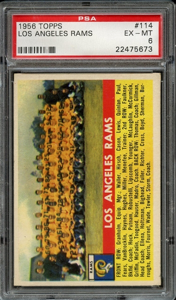 1956 TOPPS 114 LOS ANGELES RAMS PSA EX-MT 6