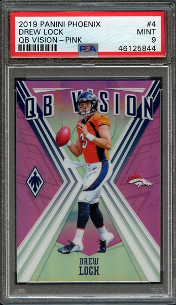 2019 PANINI PHOENIX QB VISION 4 DREW LOCK QB VISION-PINK PSA MINT 9