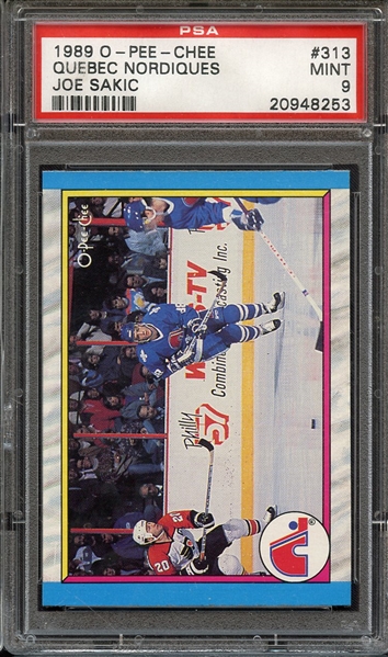 1989 O-PEE-CHEE 313 QUEBEC NORDIQUES JOE SAKIC PSA MINT 9