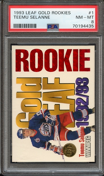 1993 LEAF GOLD ROOKIES 1 TEEMU SELANNE PSA NM-MT 8