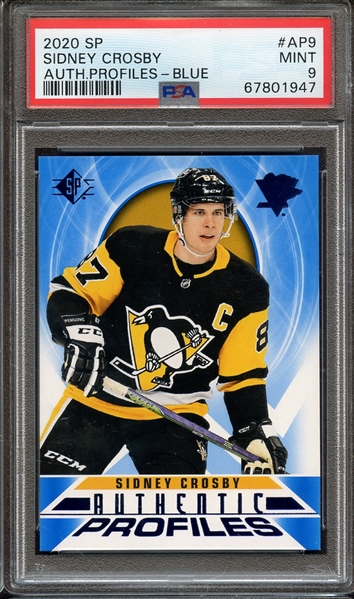 2020-2021 SP AUTHENTIC PROFILES AP9 SIDNEY CROSBY AUTH.PROFILES-BLUE PSA MINT 9
