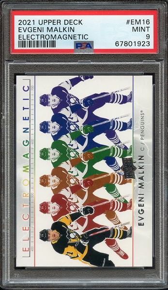 2021-2022 UPPER DECK ELECTROMAGNETIC EM16 EVGENI MALKIN ELECTROMAGNETIC PSA MINT 9