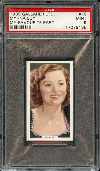1939 GALLAHER LTD. MY FAVOURITE PART 19 MYRNA LOY MY FAVOURITE PART PSA MINT 9