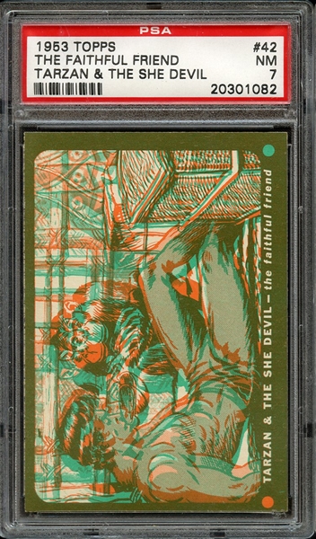 1953 TOPPS TARZAN & THE SHE DEVIL 42 THE FAITHFUL FRIEND TARZAN & THE SHE DEVIL PSA NM 7